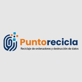 Logotipo de Punto Recicla con texto: "Reciclaje de ordenadores y destrucción de datos".