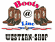 Bild mit Cowboy-Stiefeln und "Boots @ Line Western-Shop" in bunten Buchstaben.