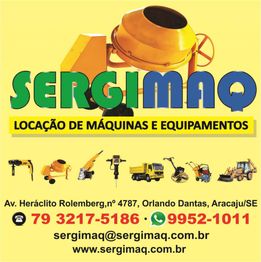 Anúncio da Sergimaq: Locação de máquinas e equipamentos, com endereço e contatos em Aracaju/SE.