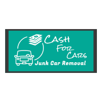 "Logo with car, money stack, 'Cash for Cars Junk Car Removal' text on green background."