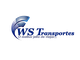 Logotipo WS Transportes, com lema "O melhor jeito de viajar..." em azul e cinza.