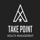 Logo of Take Point Wealth Management with a white star in an abstract "A" on black background.