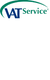 Logo mit blauem „VAT“ und grünem „Service“ Text, darunter ein grüner Bogen.