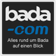Logo mit Text: "bada-com. Alles rund um Bada auf einen Blick."