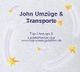 Text: "John Umzüge & Transporte" mit Sternenverzierung.