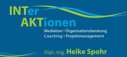 Grafik mit Text: "Interaktionen - Mediation, Organisationsberatung, Coaching, Projektmanagement".