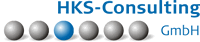Logo von HKS-Consulting GmbH mit grauen Kugeln und einer blauen Kugel.