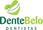 Logotipo da DenteBelo Dentistas com desenho verde de um dente estilizado.