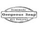 Logo reads "Homemade Gorgeous Soap All Natural" in a vintage, oval design.