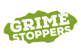 Green logo with the text "Grime Stoppers" in a bold, distressed font.