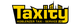 Logo "Taxity Koblenzer Taxi-Service UG" in Gelb und Schwarz, mit stilisierten Gebäuden im Hintergrund.