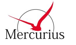 Logo mit rotem Vogel und Kreis über dem Schriftzug "Mercurius".