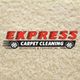 Logo for Express Carpet Cleaning on beige carpet background.
