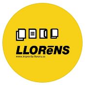 Logo amarillo de Llorens con iconos de documentos y texto "www.impresllorens.es".