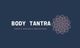 Logo de "Body Tantra" con un diseño de mandala a la derecha sobre fondo azul oscuro.