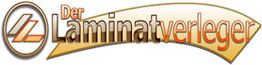 Logo mit Text "Der Laminatverleger" in braun-goldenen Farben, links ein stilisiertes Symbol.