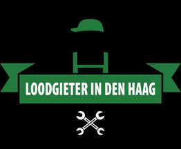 Logo van Loodgieter in Den Haag met gereedschap en een groene pet.