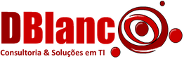 Logo da DBlanc com texto: "Consultoria & Soluções em TI" e círculos vermelhos decorativos.