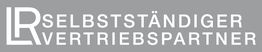 Logo mit Text: "LR Selbstständiger Vertriebspartner" auf grauem Hintergrund.