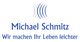 Logo-Design: "Michael Schmitz" mit Slogan "Wir machen Ihr Leben leichter" in Blau.