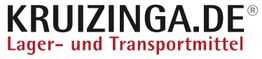 Schriftzug "Kruizinga.de" mit Slogan "Lager- und Transportmittel" auf weißem Hintergrund.