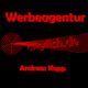 Roter Text: "Werbeagentur Cityfish.de Andreas Kopp" auf schwarzem Hintergrund.