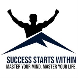 Silhouette with raised arms above text: "Success Starts Within. Master Your Mind. Master Your Life."