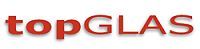 Text-Logo "topGLAS" in roter Schrift auf weißem Hintergrund.