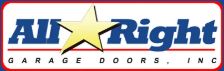 Logo with a yellow star and text: "All Right Garage Doors, Inc." in red and blue.