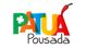 Logotipo colorido da Pousada Patuá com uma pimenta vermelha como acento no "A".