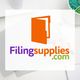 Logo of Filingsupplies.com with an orange folder icon on a white desk background.