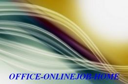 Abstrakte Linien und Farben mit Text "OFFICE-ONLINEJOB-HOME" unten in Blau.