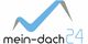 Logo mit stilisiertem Dach und Text "mein-dach 24" in Blau und Grau.
