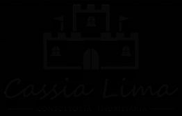 Logotipo de castelo estilizado com texto: "Cassia Lima, consultoria imobiliária".