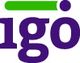 Logo mit lila Text "igo", der grüne Balken und Punkt über dem "i" und "g".