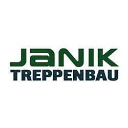 Logo mit Text: "Janik Treppenbau" in grüner Schrift.