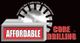 Affordable Core Drilling logo with a saw blade graphic and text for contractors and homeowners.