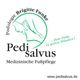 Logo von Pedi Salvus mit Fußgrafik und Text: "Podologie Brigitte Funke, medizinische Fußpflege".