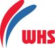 Logo mit roten und blauen geschwungenen Linien und dem Schriftzug "WHS".