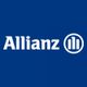 Allianz-Logo auf blauem Hintergrund, weißer Schriftzug neben einem Kreis mit vertikalen Linien.