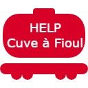 Icône rouge d'une cuve à fioul avec le texte "HELP Cuve à Fioul".