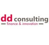 Logo von dd consulting mit dem Slogan "finance & innovation" in Rot und Grau.