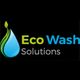 Logo: Eco Wash Solutions with a leaf-water drop symbol on a black background.