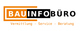 Logo: "Bauinfobüro" mit Slogan "Vermittlung - Service - Beratung" in Orange und Schwarz.