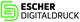 Logo von Escher Digitaldruck mit grünem Symbol und schwarzem Text.