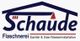 Logo des Unternehmens "Schaude" mit Fokus auf Flaschnerei, Sanitär und Gas-Wasserinstallation.