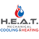 Logo of H.E.A.T. Mechanical Cooling & Heating with a flame and water drop symbol.