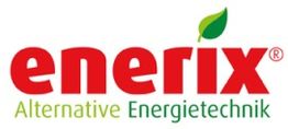 Logo von Enerix mit dem Slogan "Alternative Energietechnik" und einem kleinen Blatt oben.