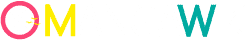 Letras "OMOW" en colores: rosa, amarillo, blanco y verde sobre fondo blanco.