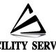 Logo triangolare con testo "Facility Service" in nero.